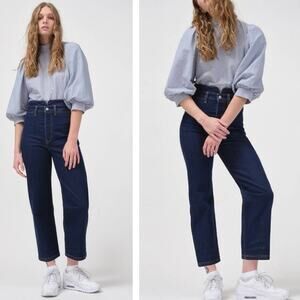 Women's Straight Leg Jeans - Dark Blue